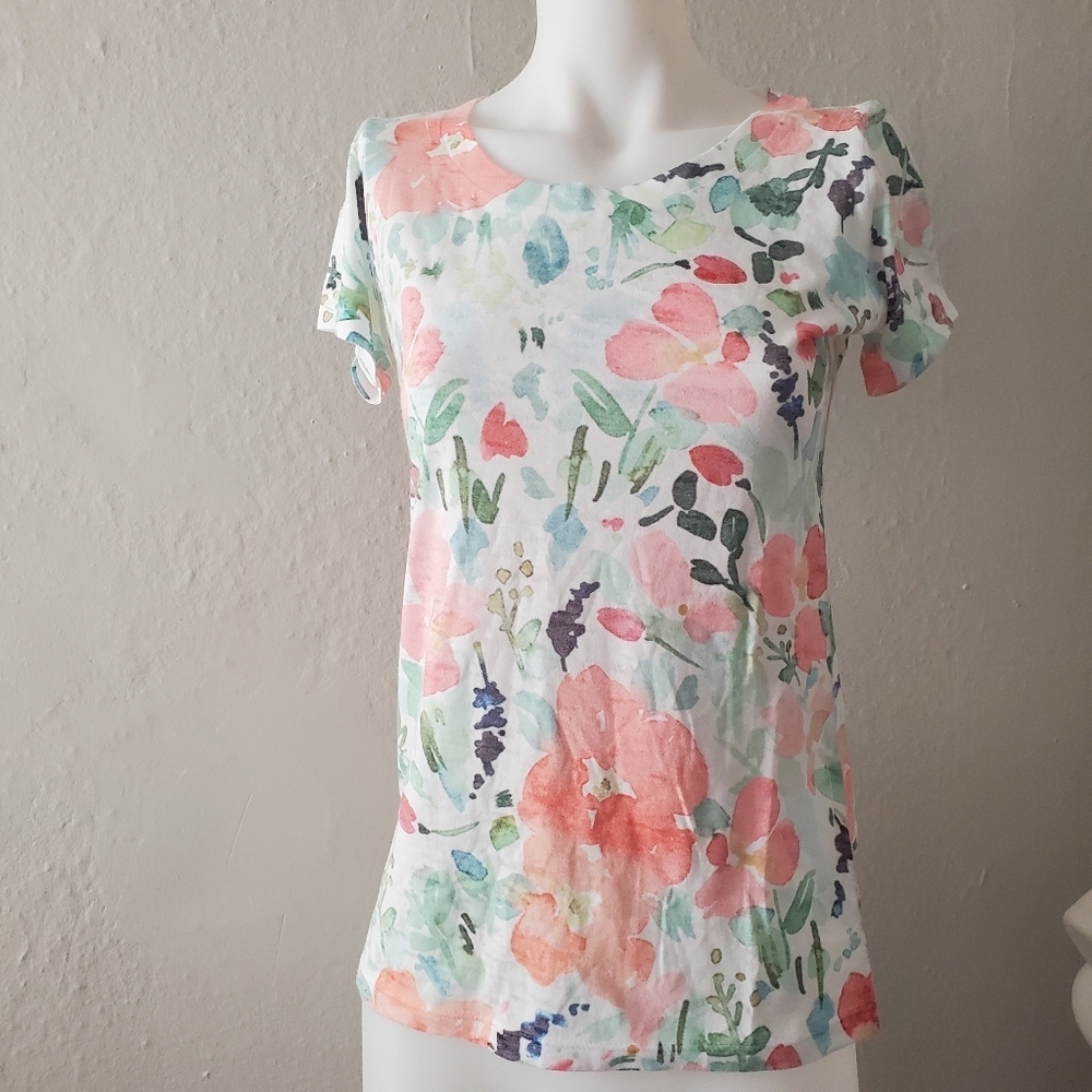 Whimsy Rose || Floral Print Short Sleeve Shirt XS